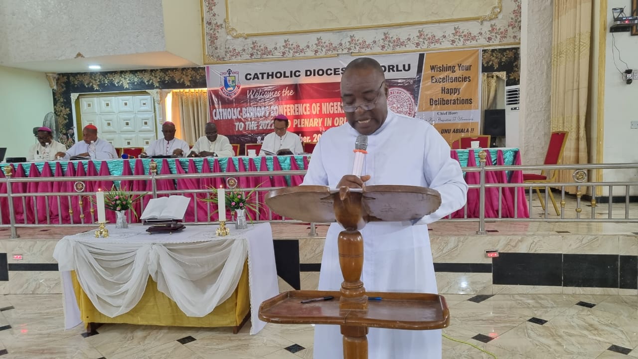 Fr Obodoechina making his presentation to the CBCN