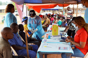 Beneficiaries receiving  free medical checkups in Aguibeje Community 